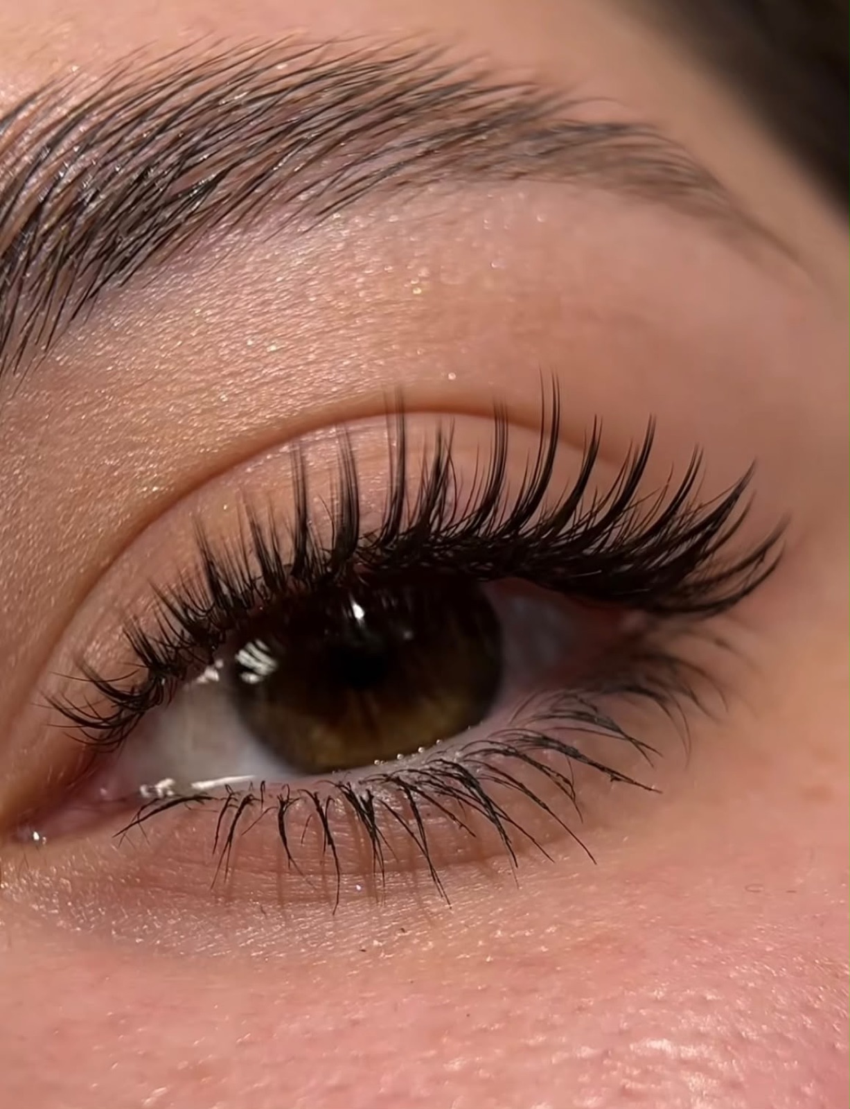 Close-up of wispy lash extensions